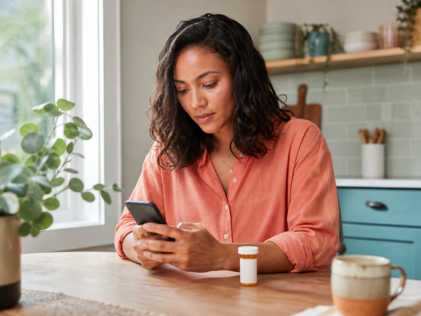 A person checking medication availability from home